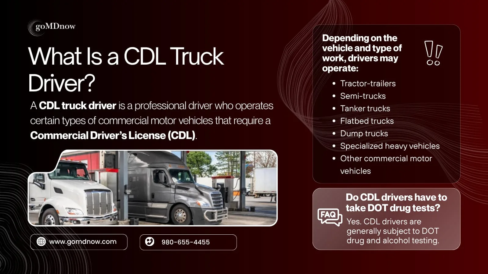 What Is a CDL Truck Driver - Commercial Vehicles, Types of Trucks, and DOT Drug Testing Requirements