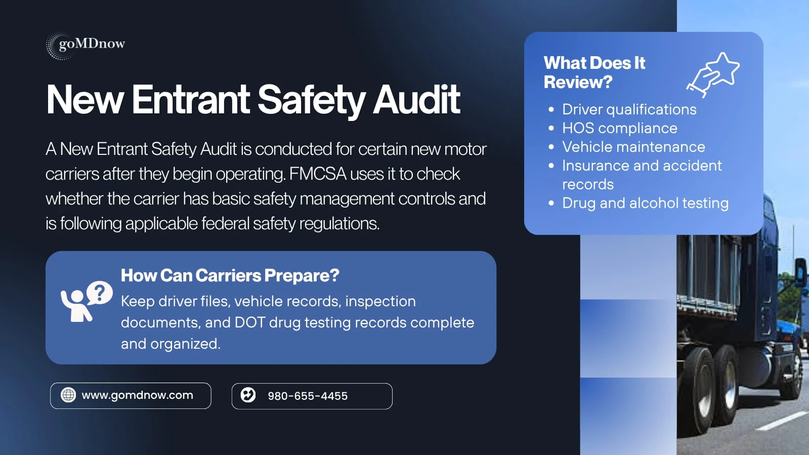 New Entrant Safety Audit review areas and preparation