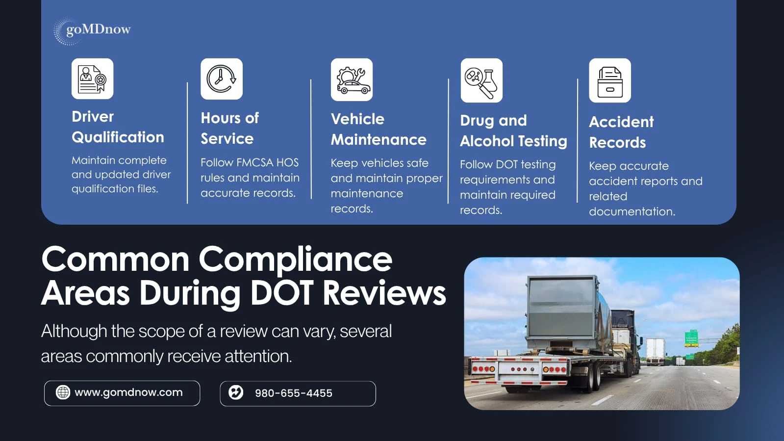 Common compliance areas reviewed during DOT audits