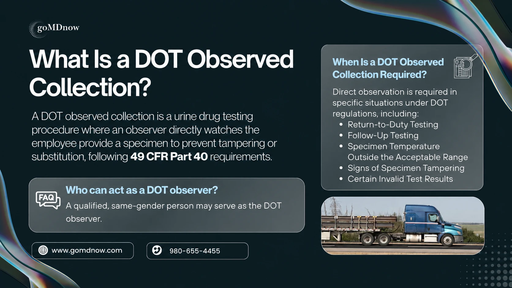DOT observed collection definition and situations requiring direct observation
