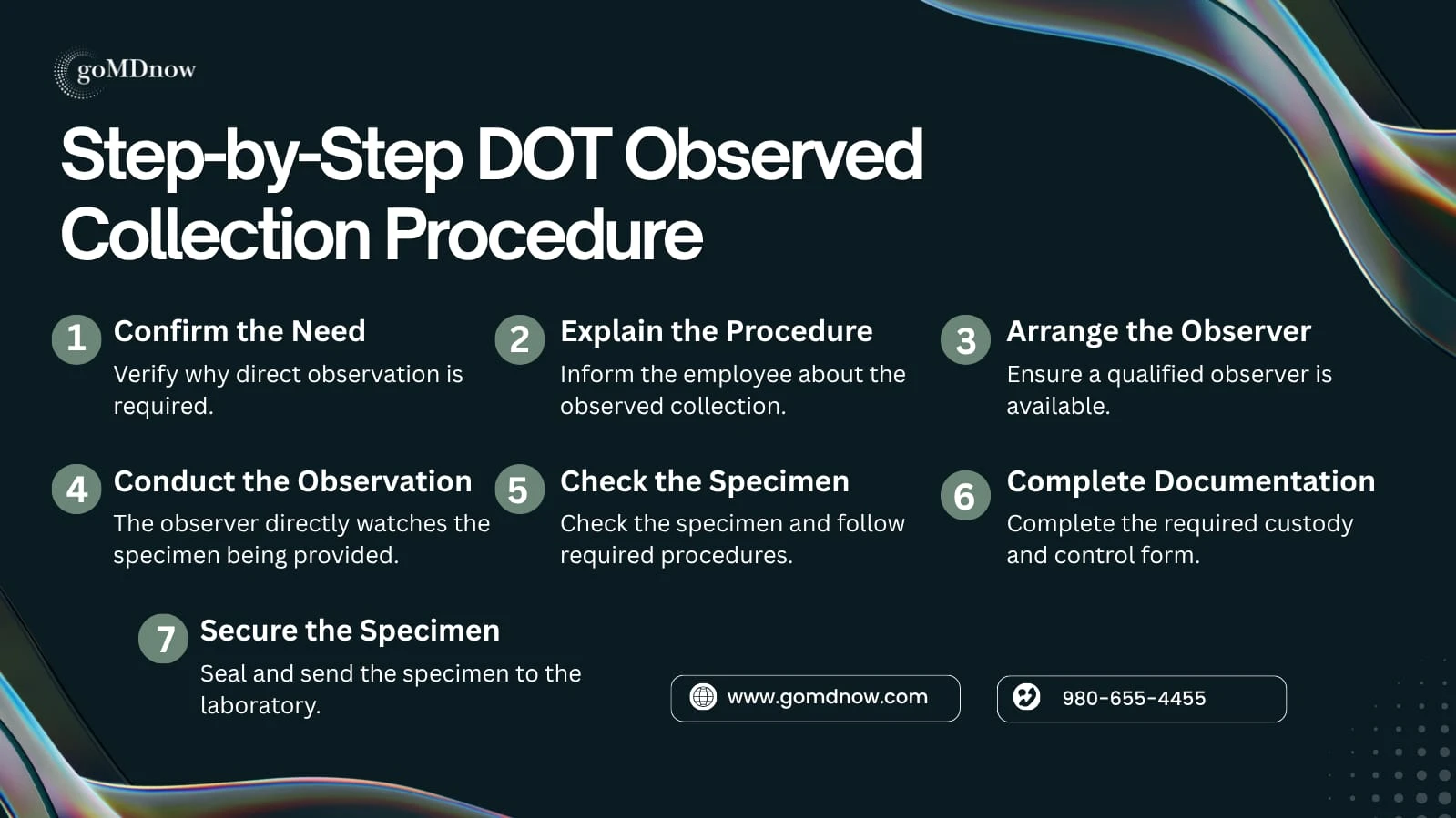 Seven steps in the DOT observed collection procedure