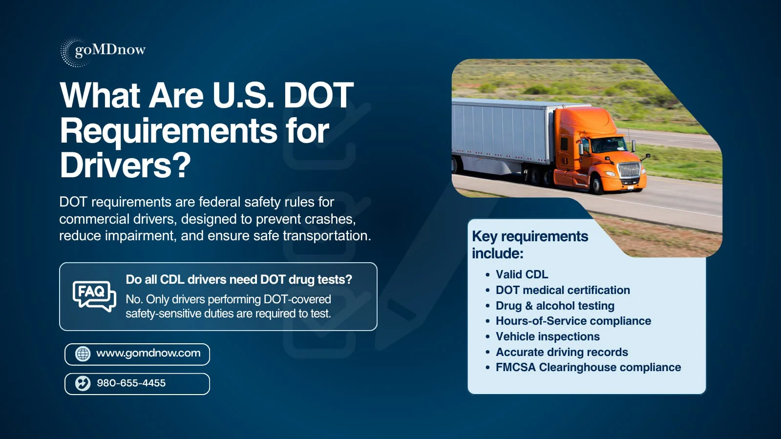 U.S. DOT requirements for commercial truck drivers