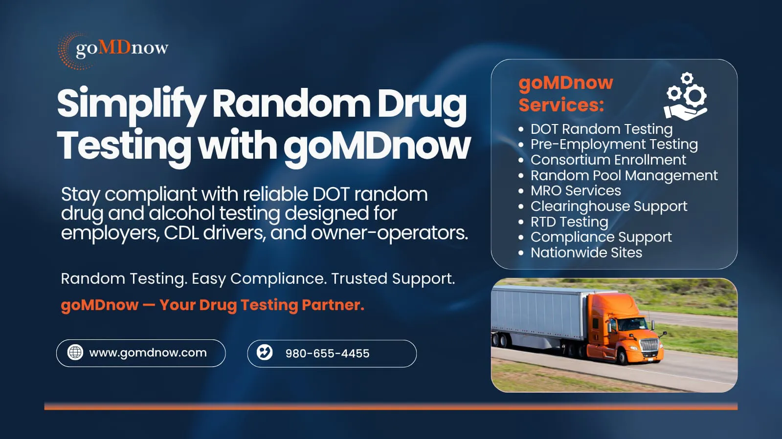 DOT Random Drug Testing Consortium Services – FMCSA Compliant Consortium Enrollment for CDL Drivers and Owner-Operators