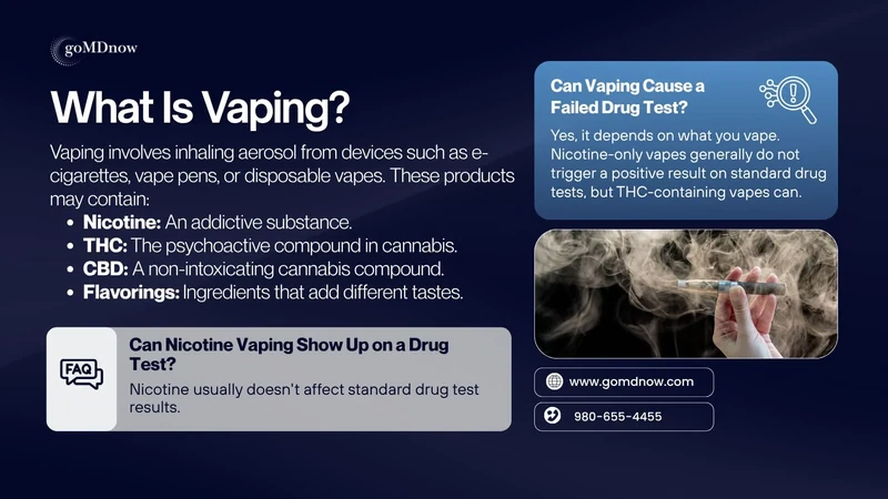 Vaping ingredients and how nicotine-only and THC-containing vapes differ on drug tests